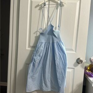 Zara Halter Neck Mini Dress Blue